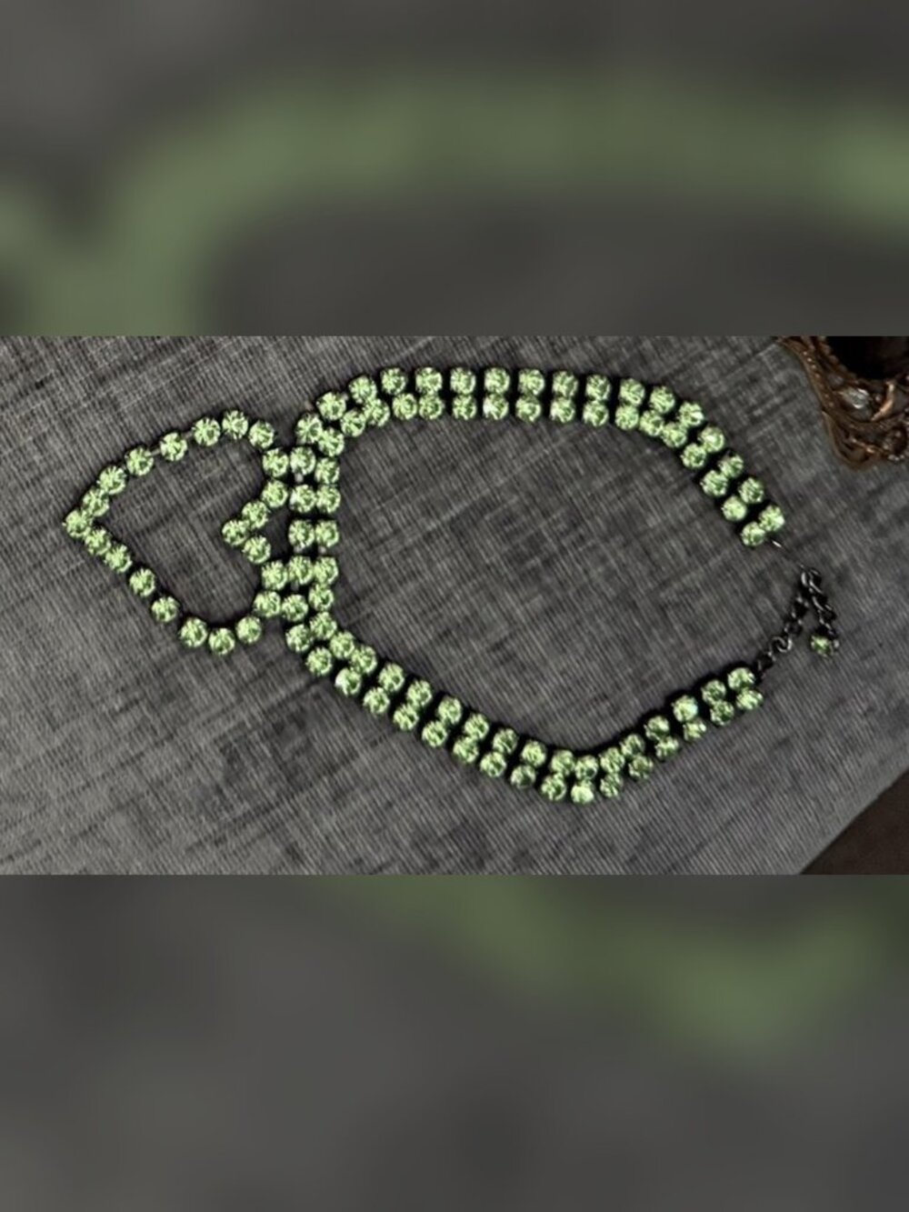 Vintage Peridot Green Rhinestone Necklace